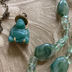 Green BUNDLE of Jade Buddha Pendant Necklace Set